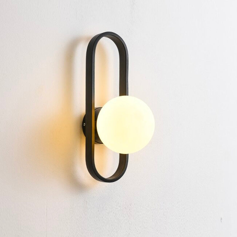 Circular Design Wall Bedside Lamp Sconce with Glass Ball Shade