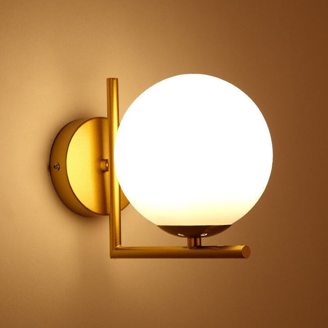 Design Moon Wall Bedside Lamp with Chic Glass Globe