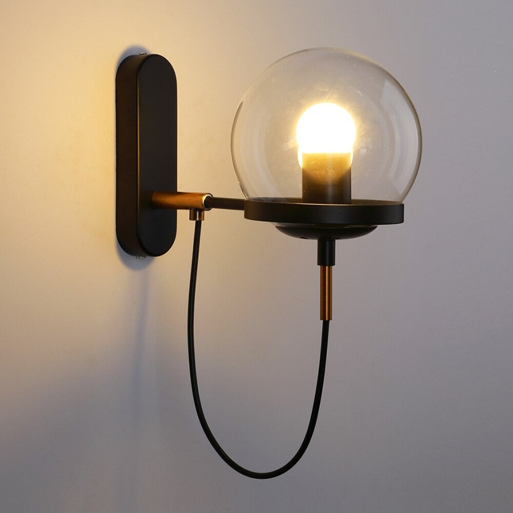 Chic Design Wall Bedside Lamp Sconce with Glass Ball Shade