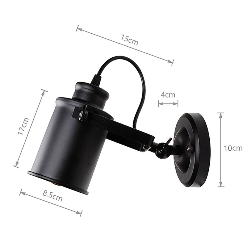 Vintage Industrial Wall Bedside Lamp with Metal Structure