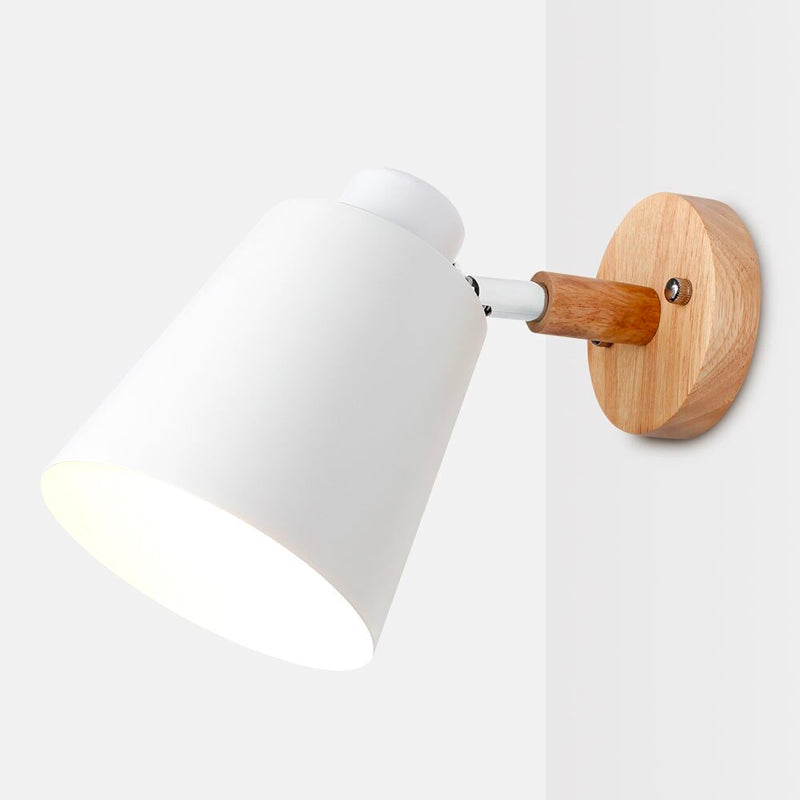 Wooden Modern Wall Bedside Lamp with Vintage Bell Shape