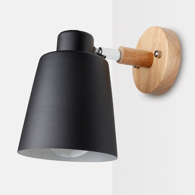 Wooden Modern Wall Bedside Lamp with Vintage Bell Shape