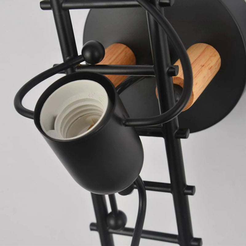 Industrial Original Wall Bedside Lamp with Metal and Wood