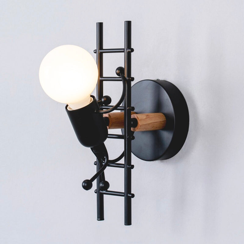 Industrial Original Wall Bedside Lamp with Metal and Wood