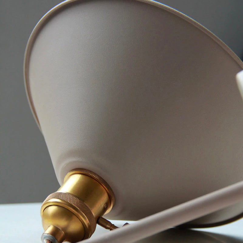 Vintage Metal Wall Bedside Lamp with Retro Bell Shade