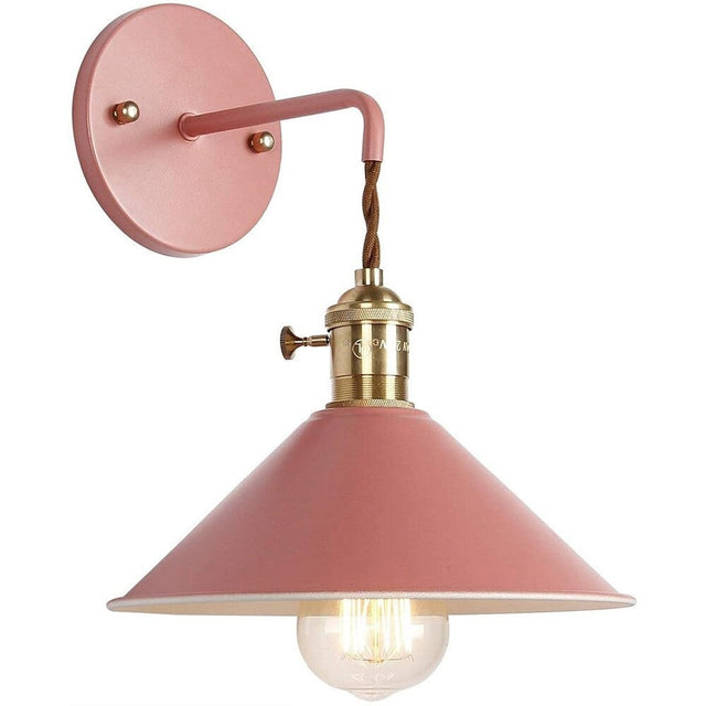 Vintage Metal Wall Bedside Lamp with Retro Bell Shade
