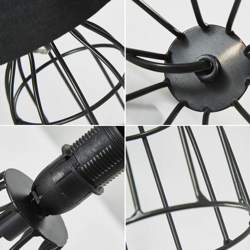 Black Metal Retro Bedside Lamp with Vintage Industrial Design