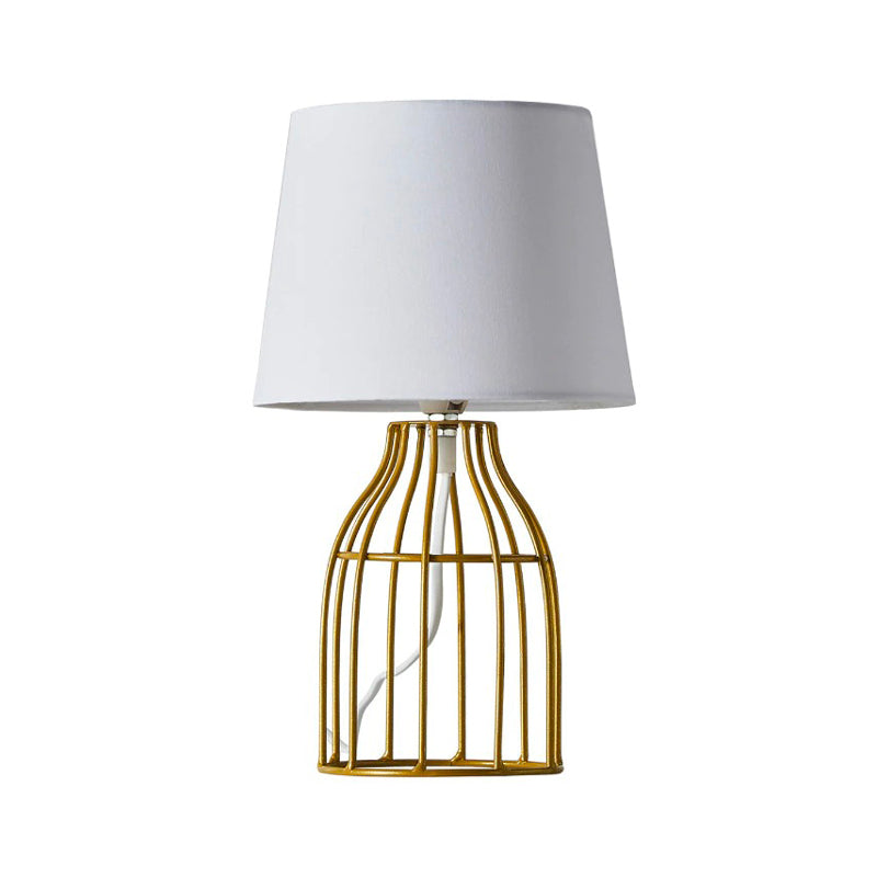 Gold/White Retro Metal Bedside Lamp with Fire Glow Design