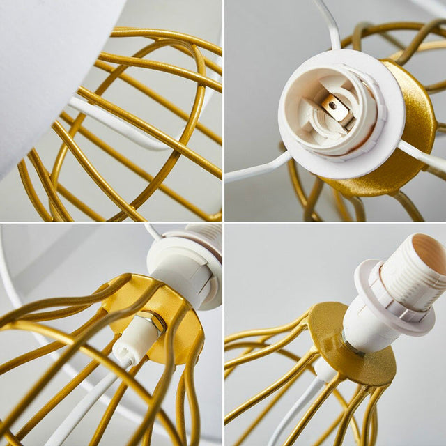 Gold/White Retro Metal Bedside Lamp with Fire Glow Design