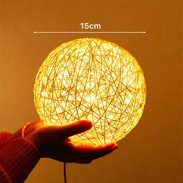 Rattan Moon Bedside Lamp with Modern Elegant Design