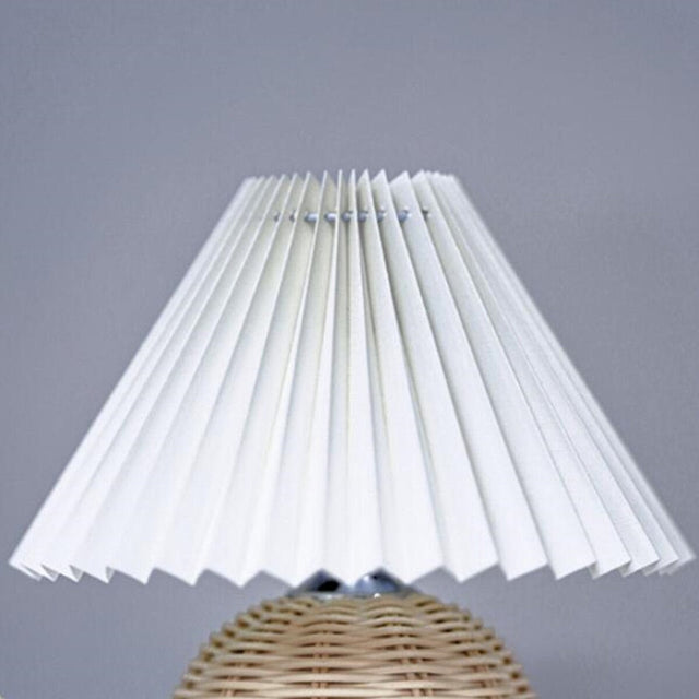Pleated Rattan Bedside Lamp with Modern Elegant Design