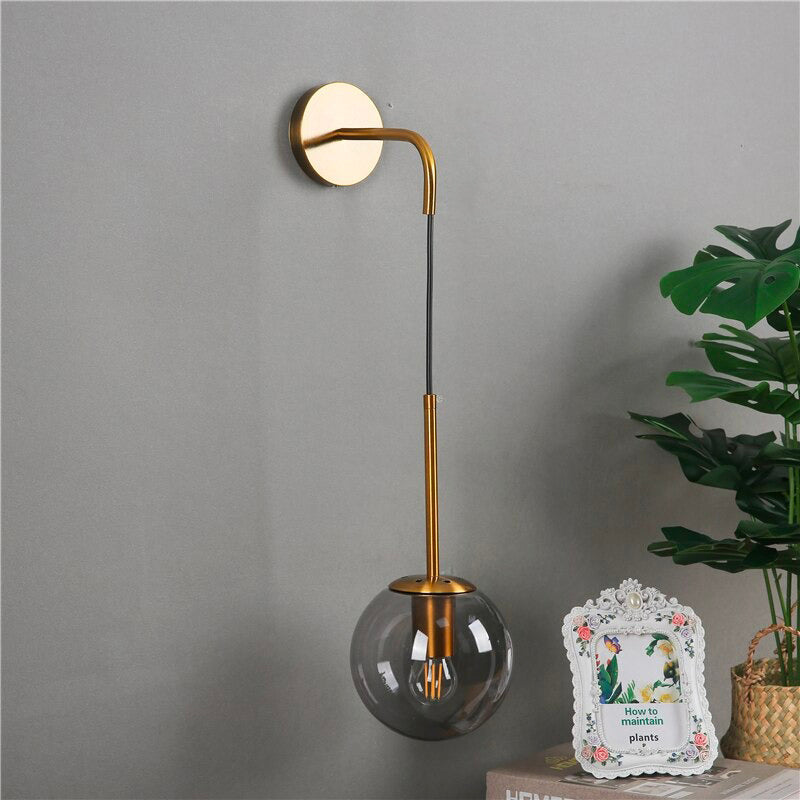 Glass Hanging Wall Bedside Lamp with USB Rechargeable Feature