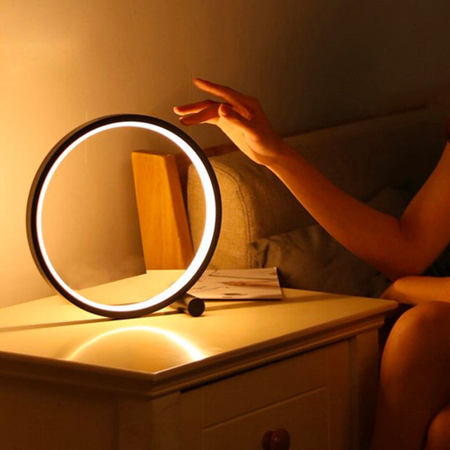 Modern Circular Touch-Sensitive Bedside Lamp with LEDs