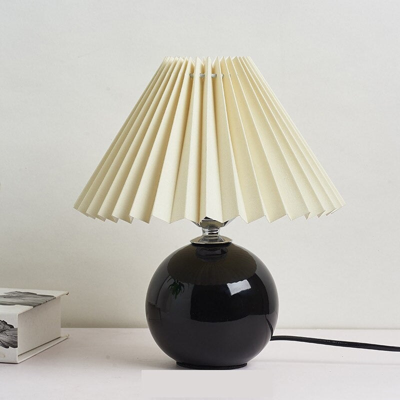 Ceramic Vintage Bedside Lamp with Fabric Shade for Relaxation
