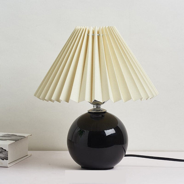 Ceramic Vintage Bedside Lamp with Fabric Shade for Relaxation