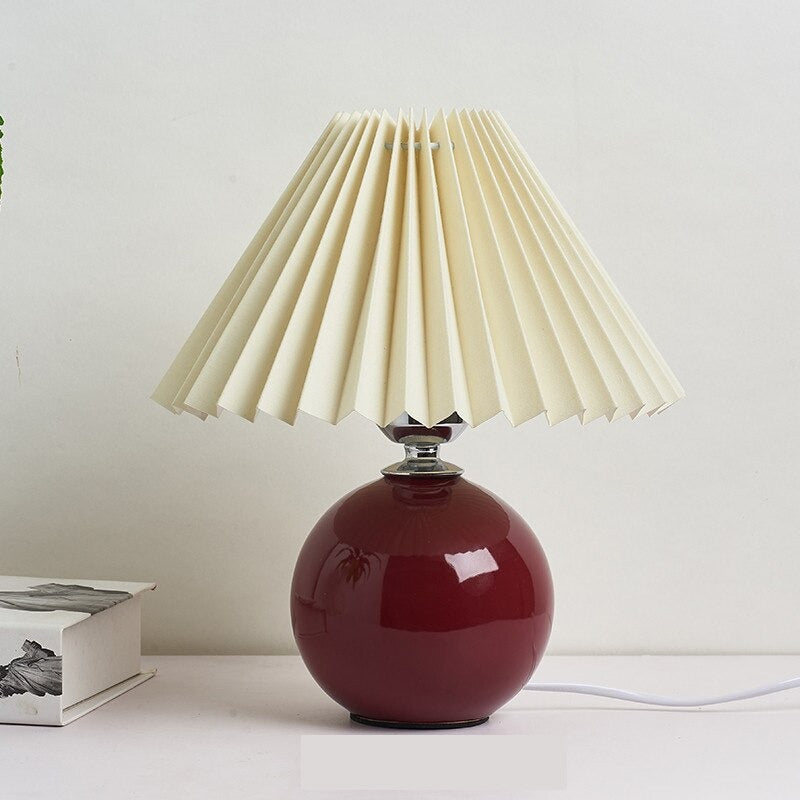 Ceramic Vintage Bedside Lamp with Fabric Shade for Relaxation