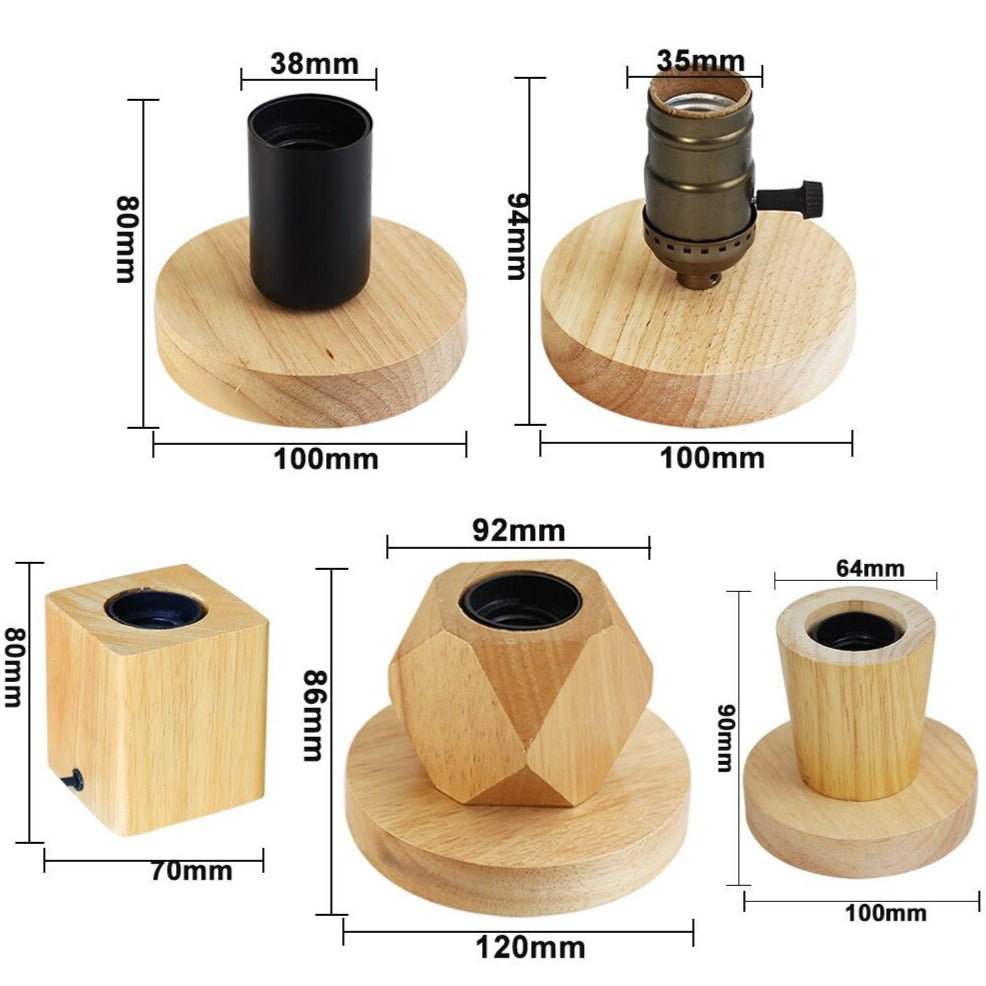 Vintage Edison Bedside Lamp with Wooden Base and Bronze Finish