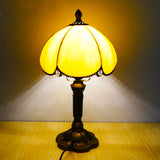 Yellow Tiffany Vintage Bedside Lamp with Metal Structure