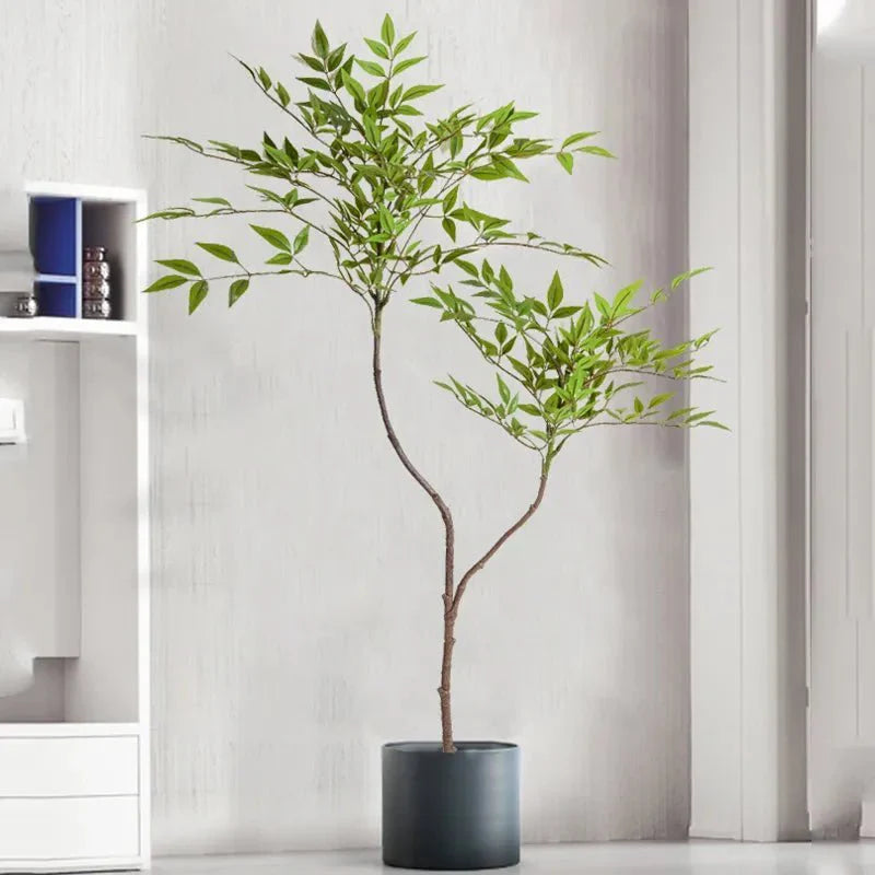 Large Two Forked Artificial Bamboo Plant - Tropical Style Decor