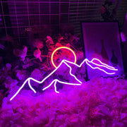 SummitGlow – LED Neon Sign with Mountain & Sun Design for a Vibrant Ambience