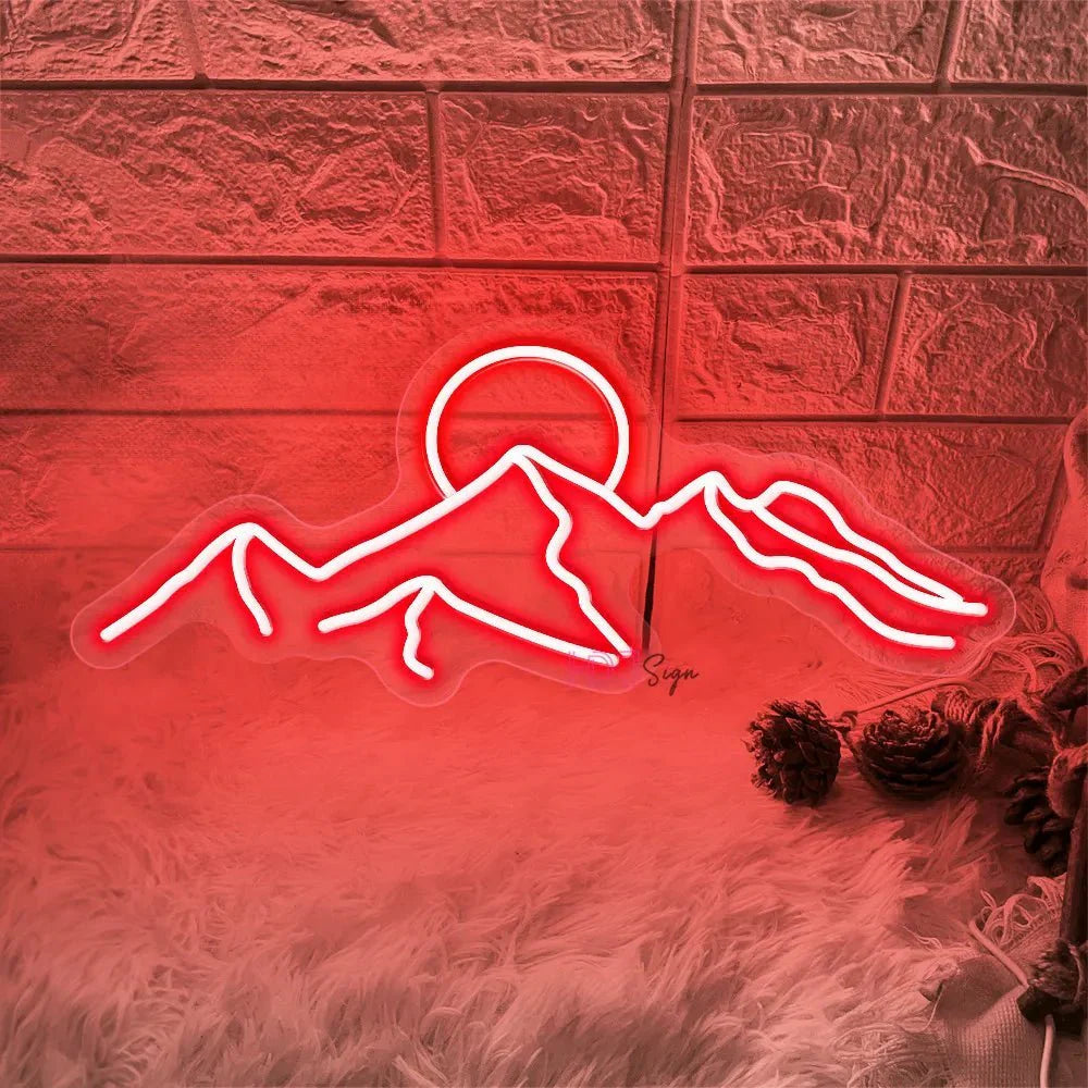 SummitGlow – LED Neon Sign with Mountain & Sun Design for a Vibrant Ambience