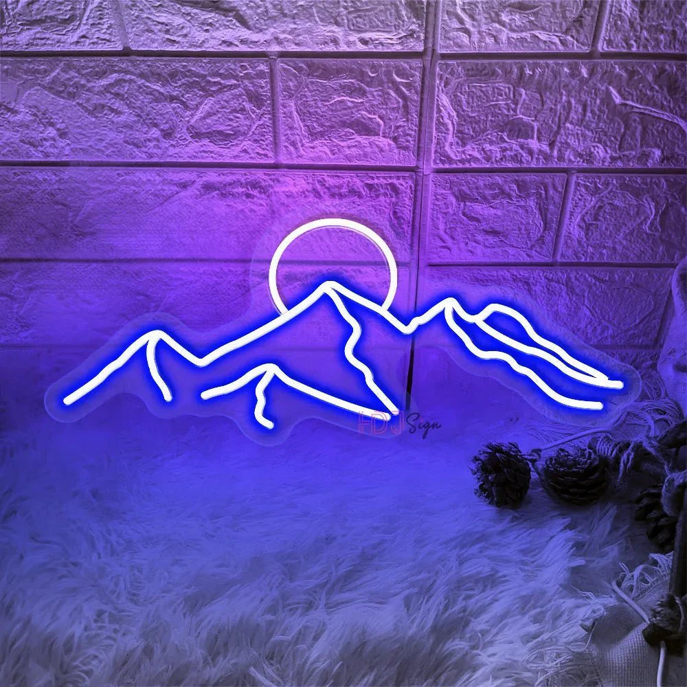 SummitGlow – LED Neon Sign with Mountain & Sun Design for a Vibrant Ambience