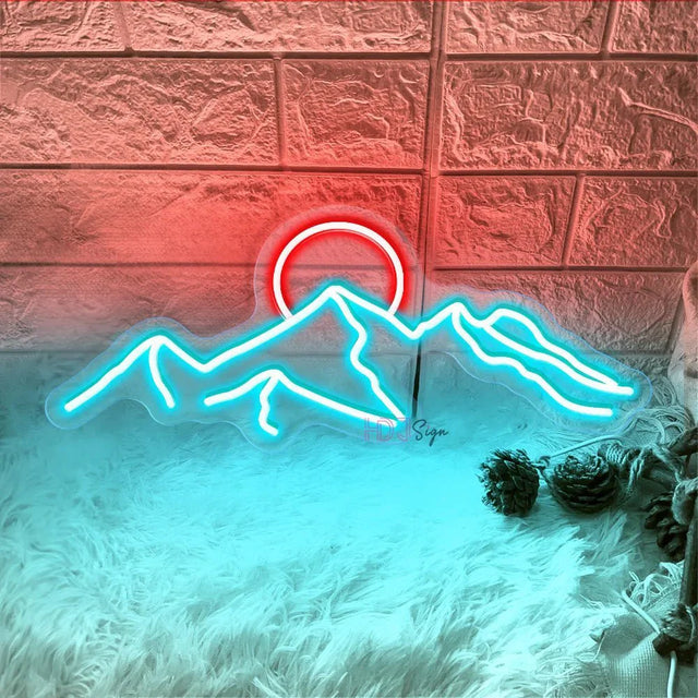 SummitGlow – LED Neon Sign with Mountain & Sun Design for a Vibrant Ambience