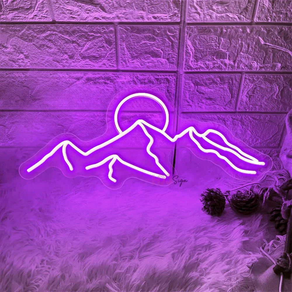SummitGlow – LED Neon Sign with Mountain & Sun Design for a Vibrant Ambience