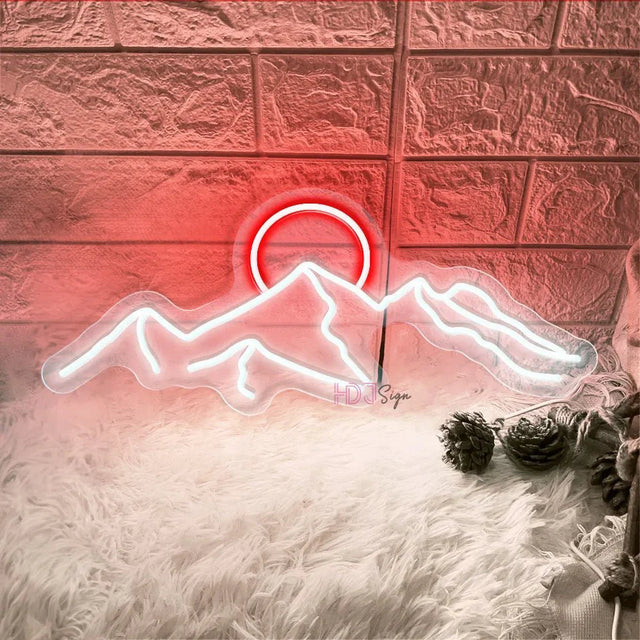 SummitGlow – LED Neon Sign with Mountain & Sun Design for a Vibrant Ambience