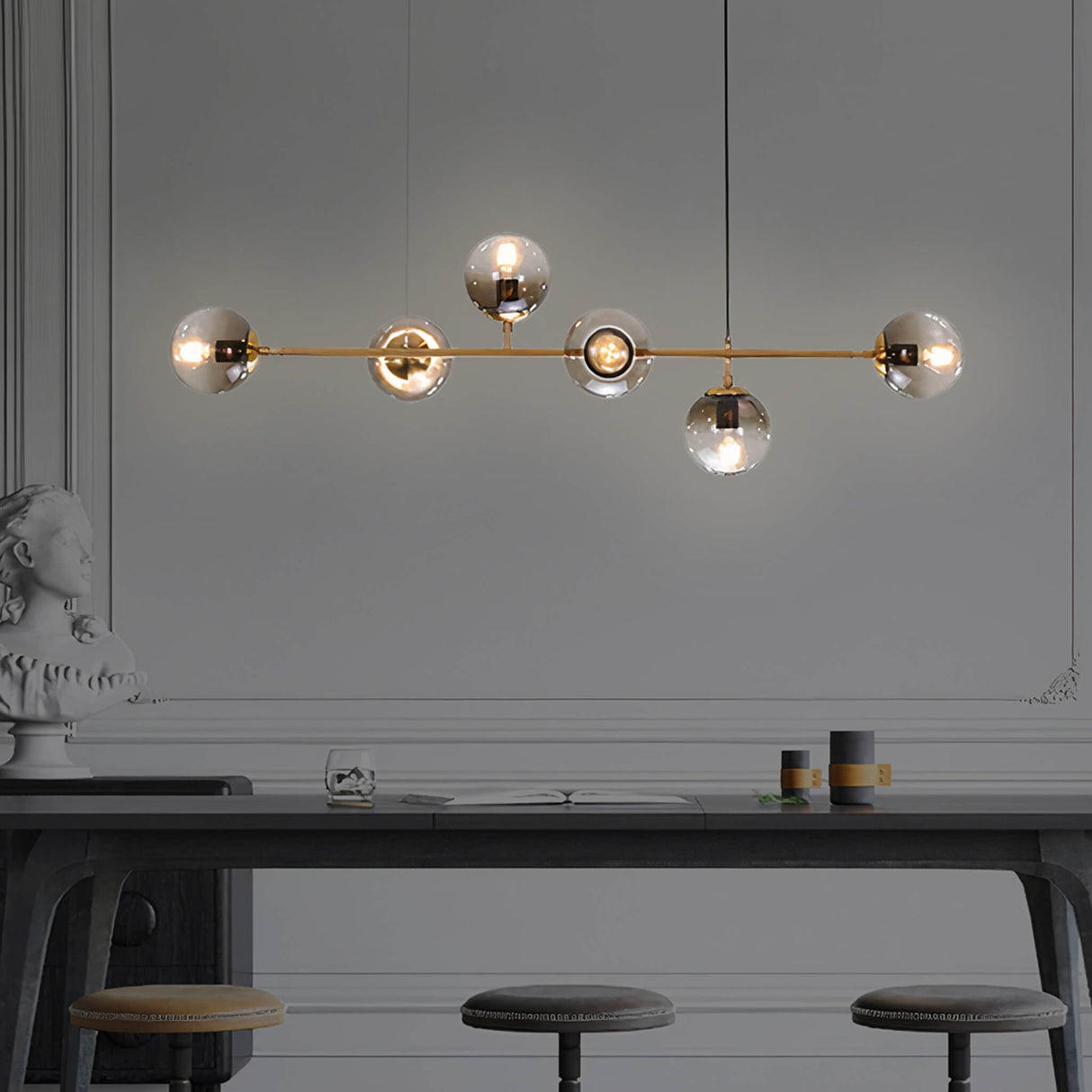 London Loft Bubble Chandelier – Minimalist Glass Globe Pendant Light