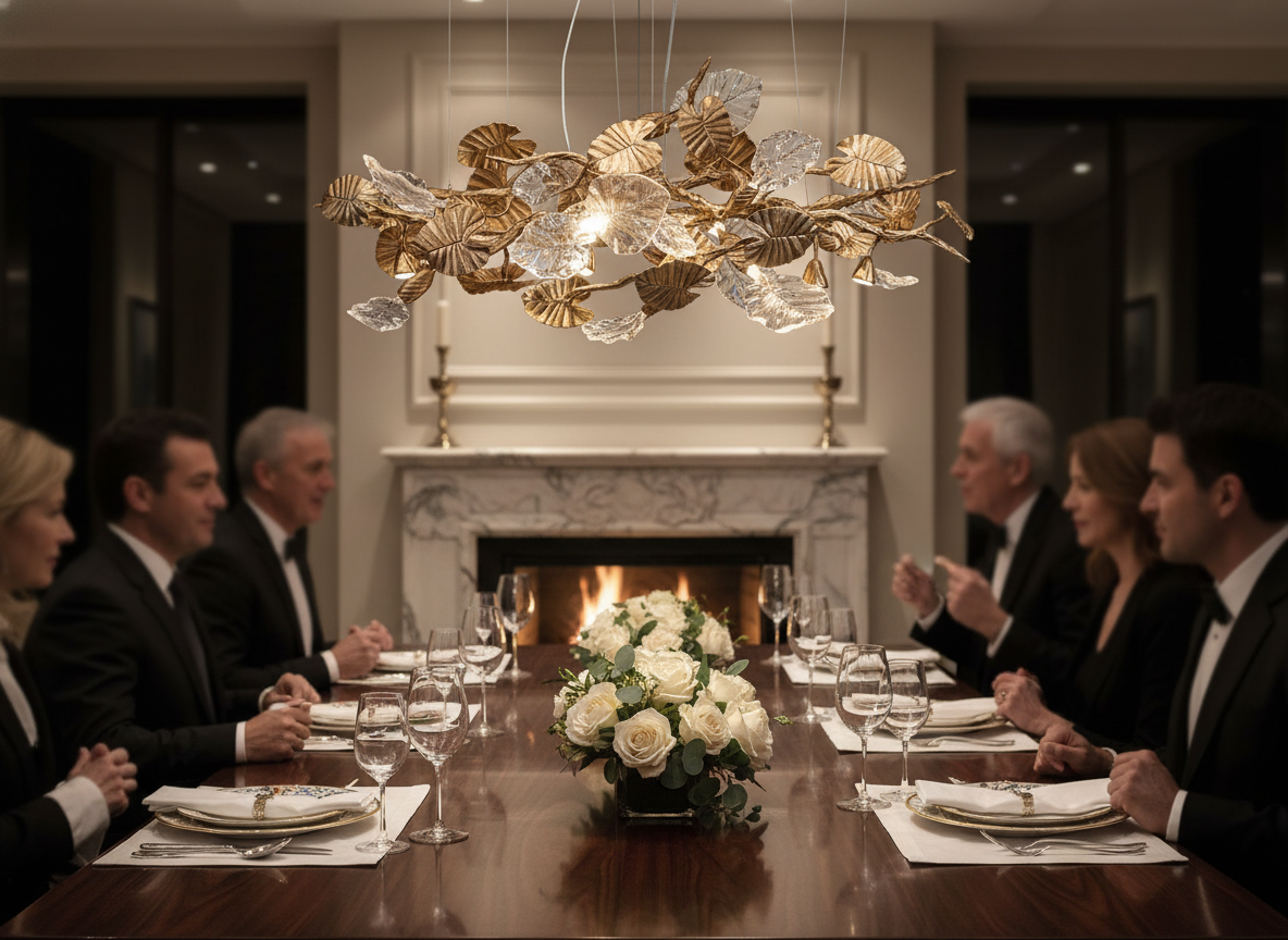 Lotus Chandelier - Elegant LED Pendant Light with Brass Copper Finish