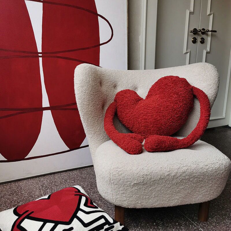 Love Heart Sofa Cushion in Soft Plush Fabric Design