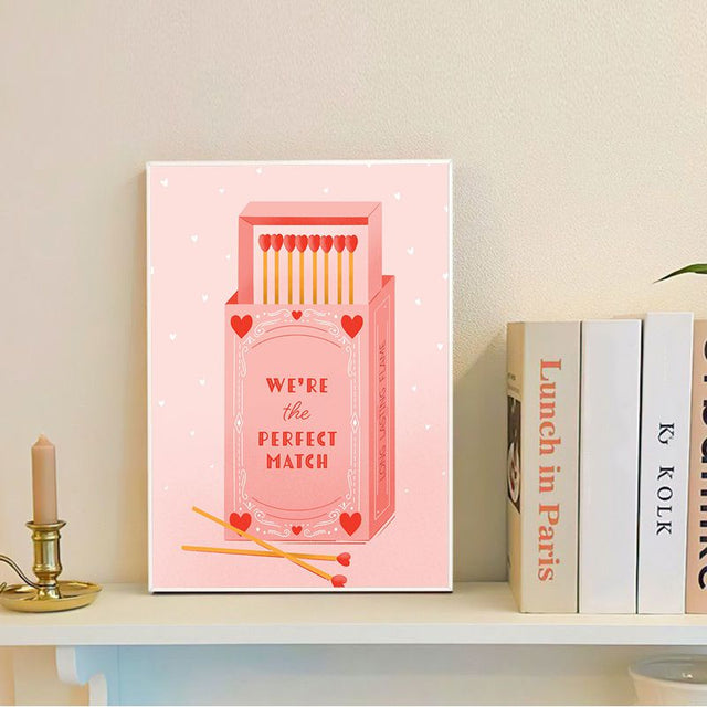 Love You're My Perfect Match Vintage Sticky Posters