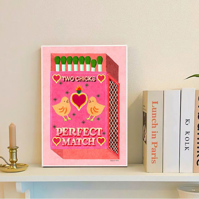 Love You're My Perfect Match Vintage Sticky Posters