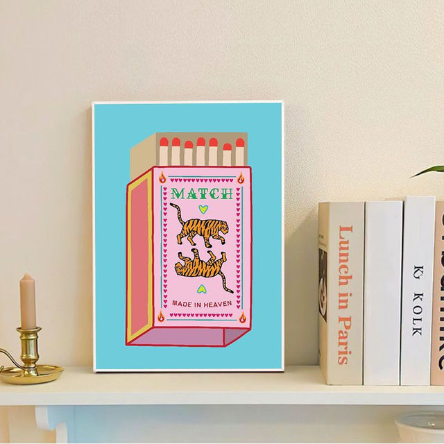 Love You're My Perfect Match Vintage Sticky Posters