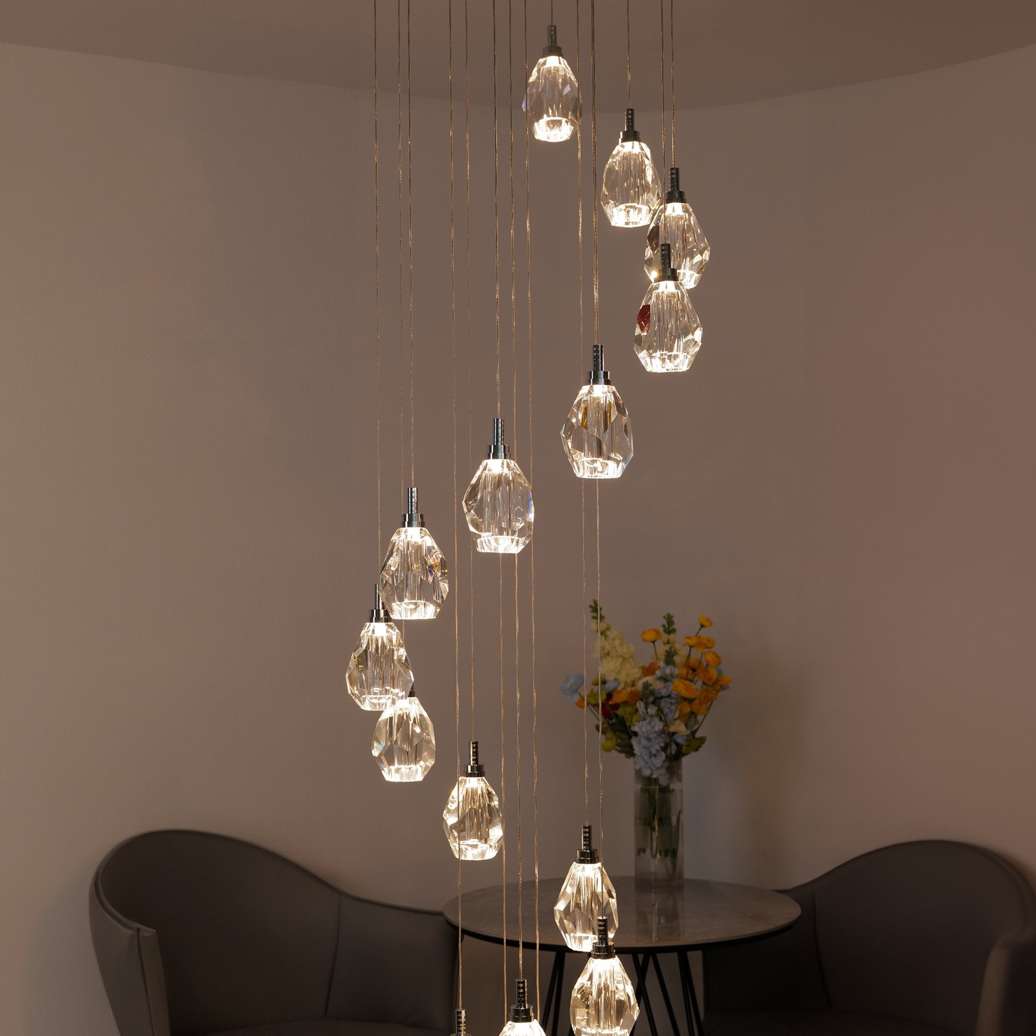 Luxe Light Crystals Chandelier – Luxury Dimmable Crystal Ceiling Light