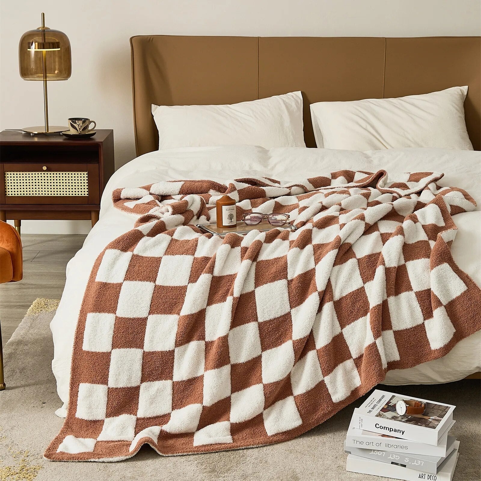 Luxurious Colourful Chequerboard Plaid Blanket for Cozy Comfort