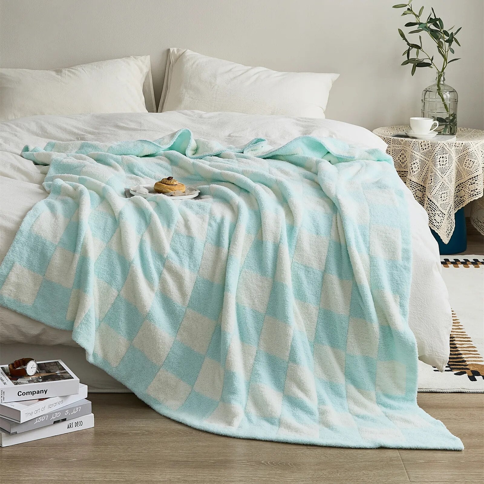 Luxurious Colourful Chequerboard Plaid Blanket for Cozy Comfort