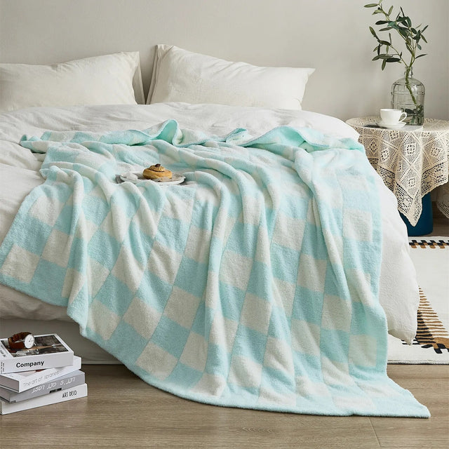 Luxurious Colourful Chequerboard Plaid Blanket for Cozy Comfort