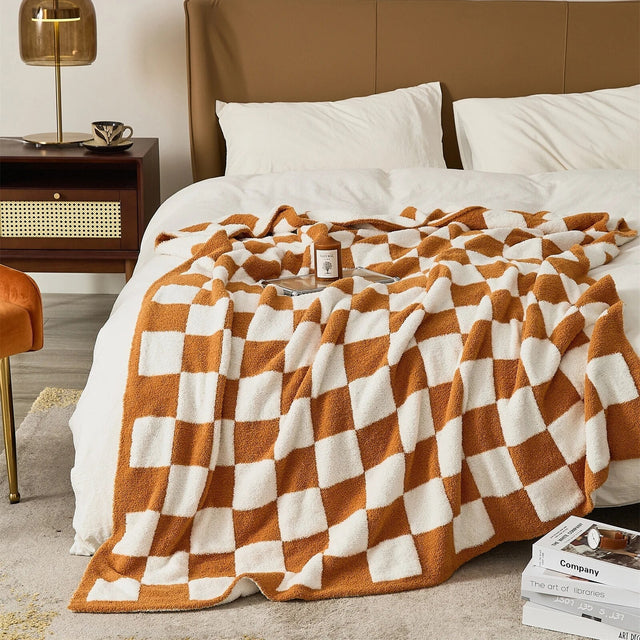 Luxurious Colourful Chequerboard Plaid Blanket for Cozy Comfort