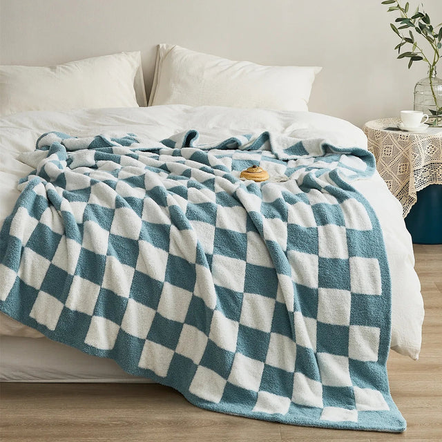 Luxurious Colourful Chequerboard Plaid Blanket for Cozy Comfort