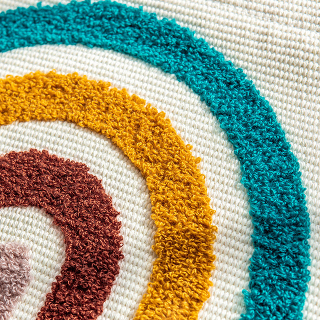 Tufted Wall Art – Geometric Rainbow Embroidery Tapestry