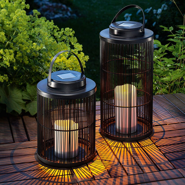 Solar-Powered Woven Lantern – Rustic and Weather-Resistant Design
