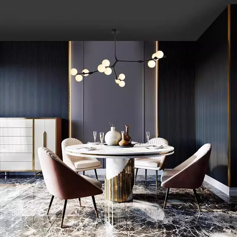 Solla Chandelier – Scandinavian LED Pendant Light with Frosted Glass Shades | Golden or Black Finish