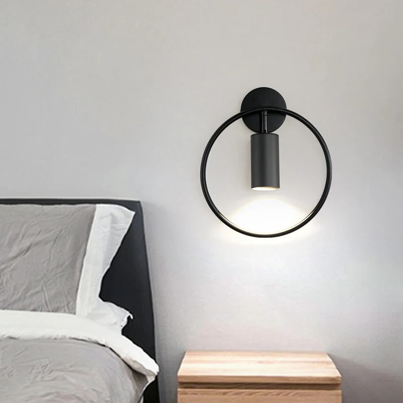 Design Circle Wall Bedside Lamp in Bronze or Black