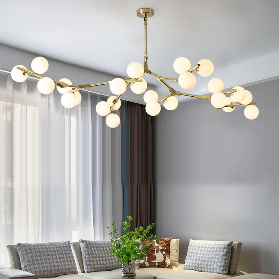 Solla Chandelier – Scandinavian LED Pendant Light with Frosted Glass Shades | Golden or Black Finish