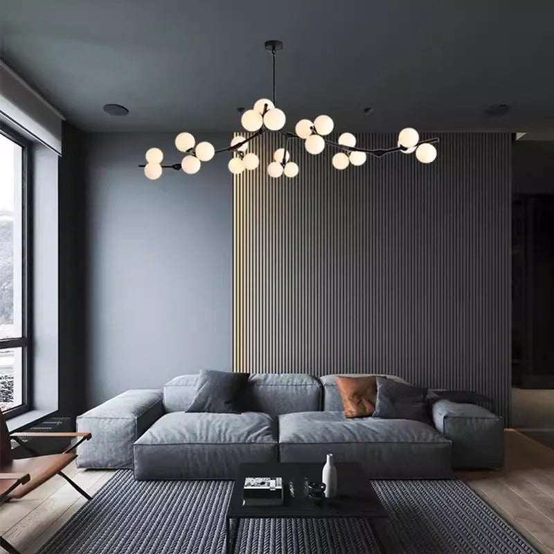 Solla Chandelier – Scandinavian LED Pendant Light with Frosted Glass Shades | Golden or Black Finish