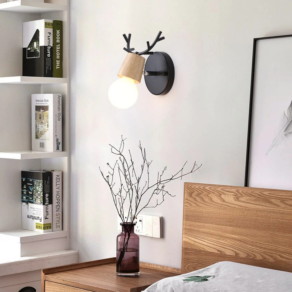 Deer Antler Wall Bedside Lamp Sconce in Nordic Style Design