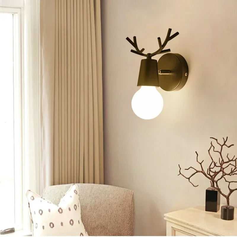 Deer Antler Wall Bedside Lamp Sconce in Nordic Style Design