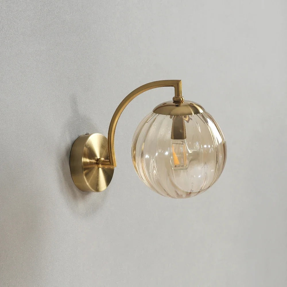 Modern Design Ball-Shaped Wall Bedside Sconce Lamp in Smoked Glass